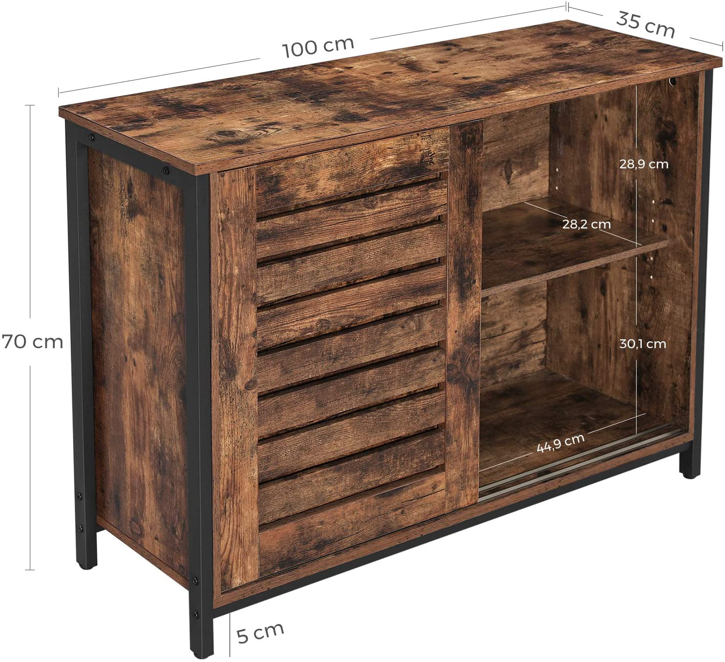 Rena Sideboard, Kitchen Cabinet with Sliding Doors, Chest of Drawers