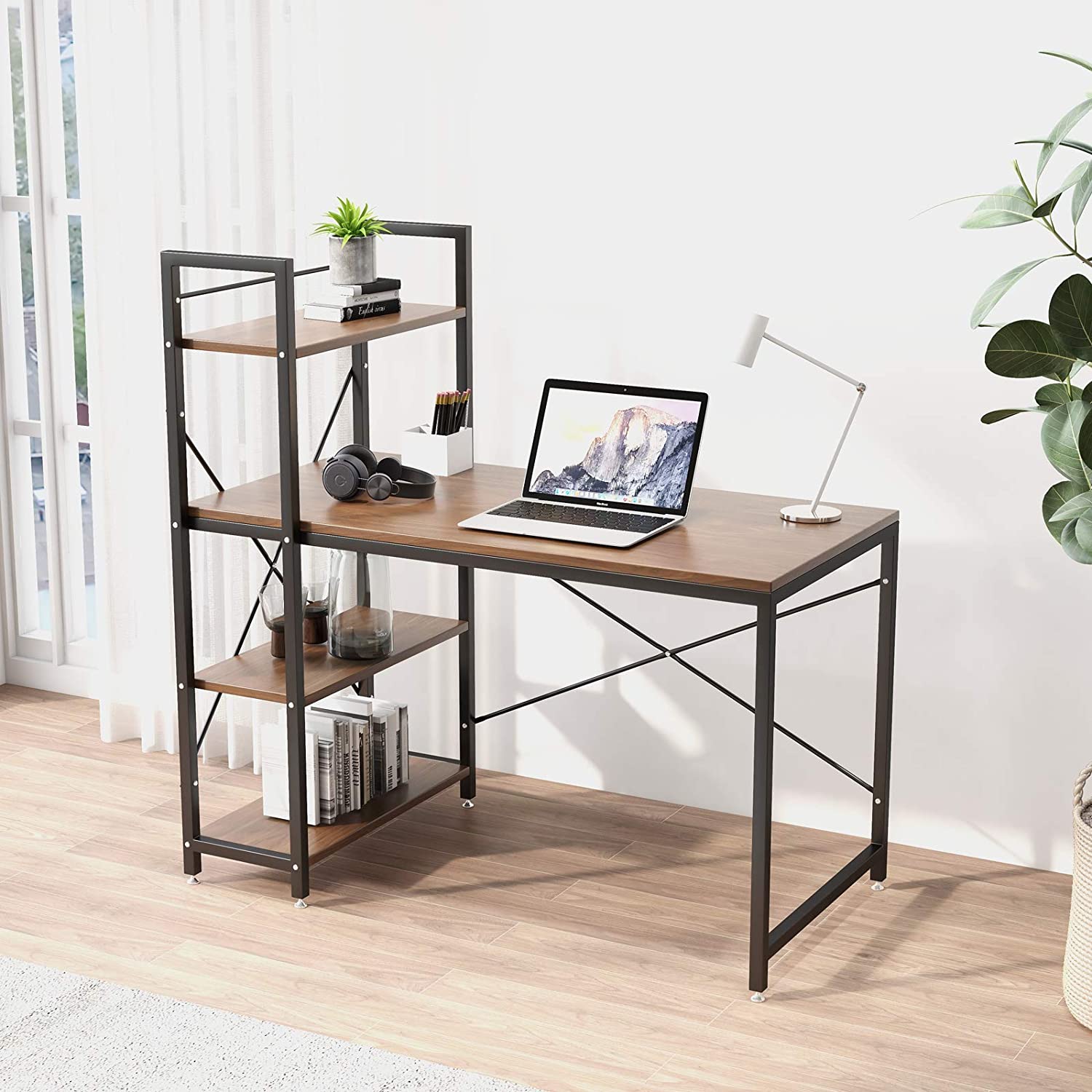 Narvik Walnut Finish Desk with Shelves