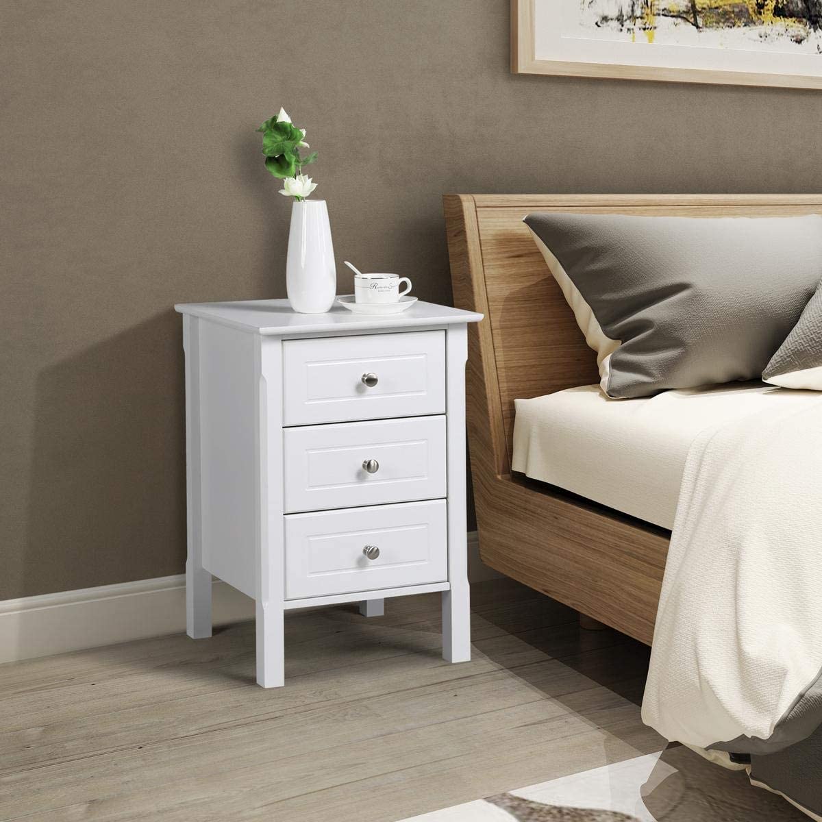 Campton Black Bedside Table with 3 Drawers