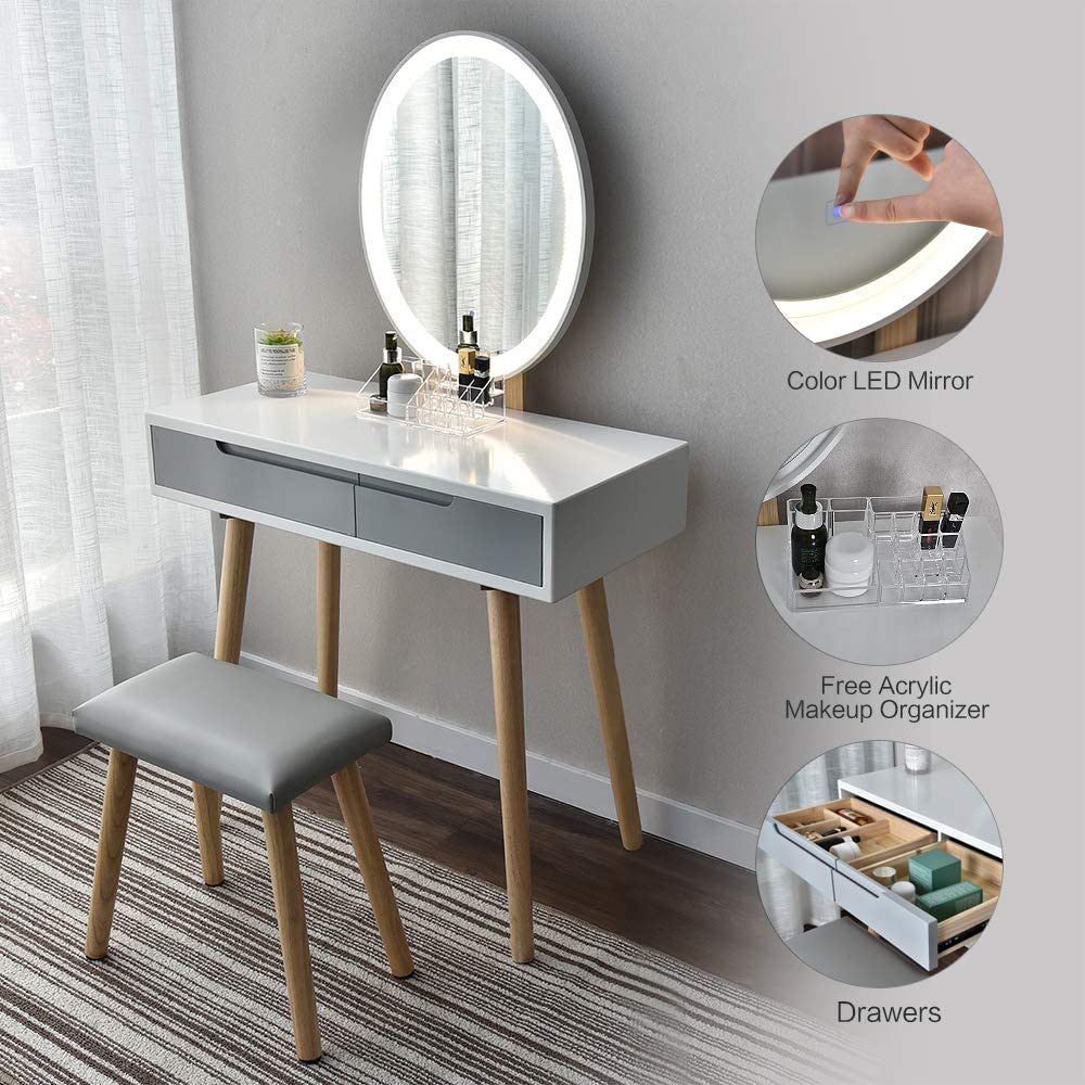 Eden Dressing Table Set with Oval Mirror