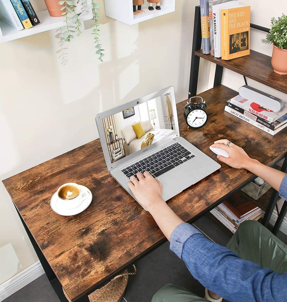 Rena Rustic Desk with Shelves