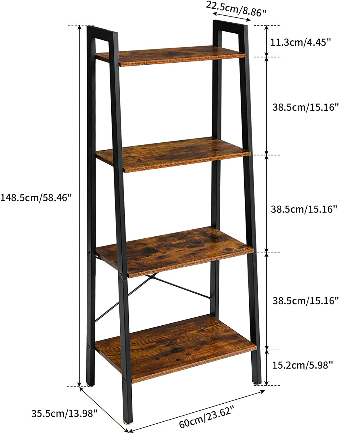 Urban Rustic Ladder Shelf Large