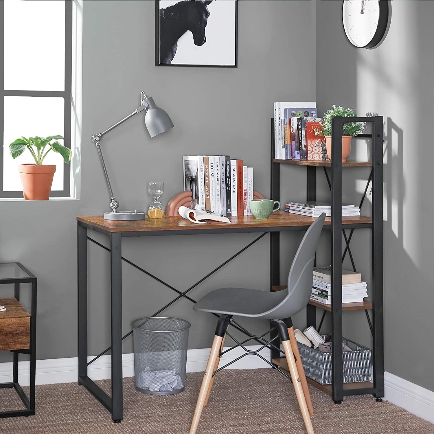 Rena Rustic Desk with Shelves