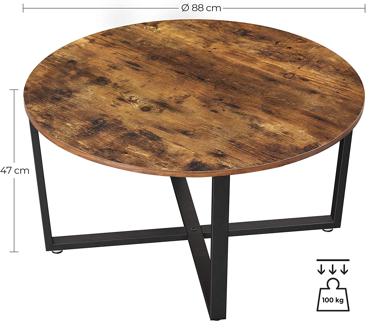 Rena Round Coffee Table Rustic Vintage Style