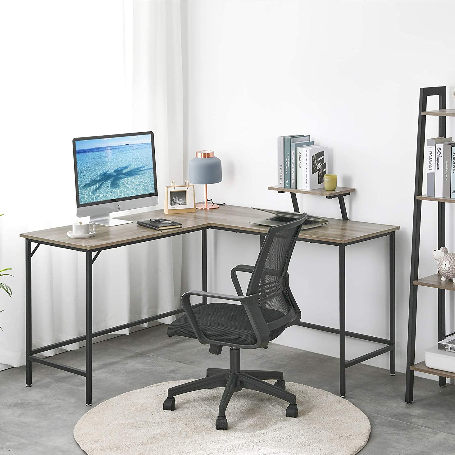 Rena Corner Desk with Monitor Stand
