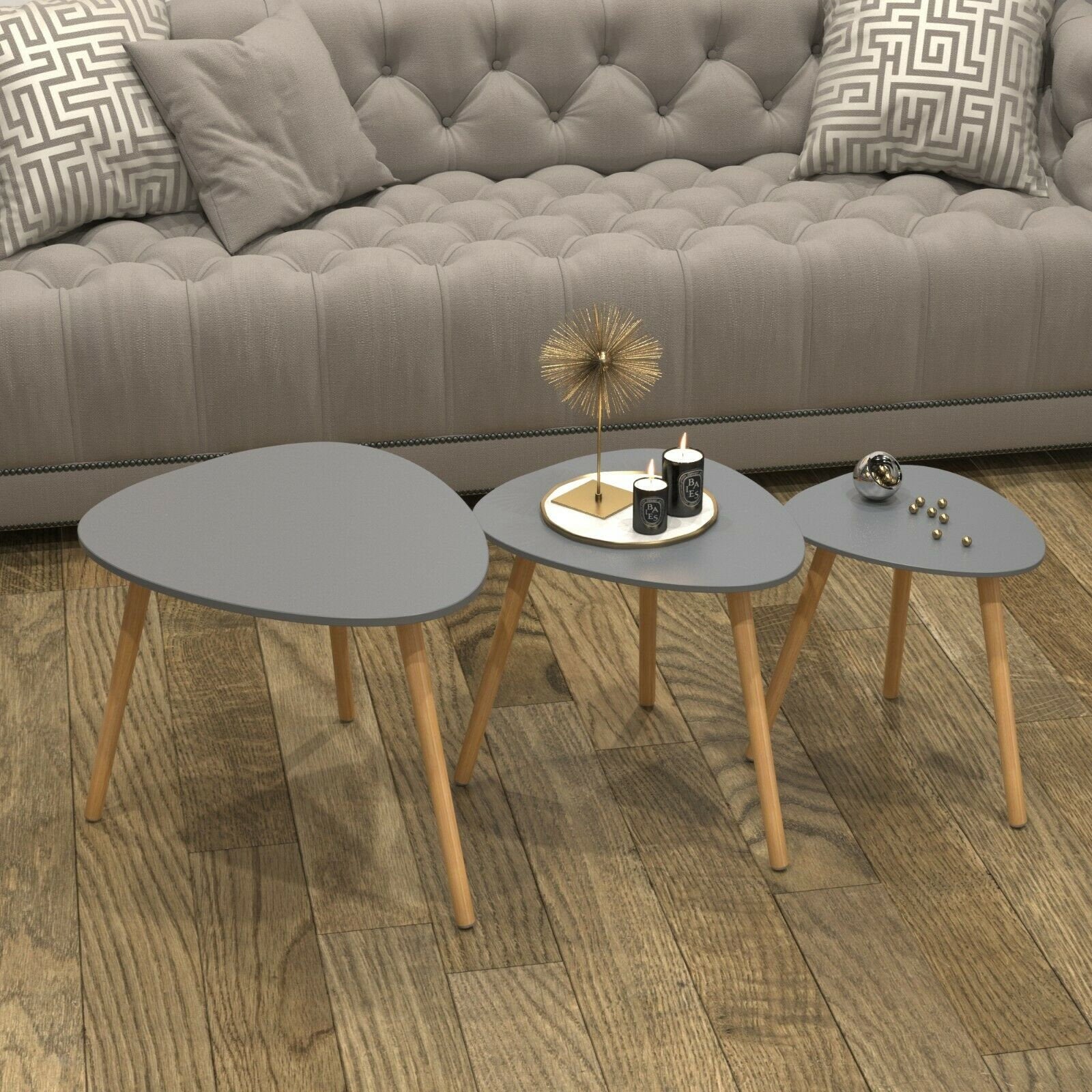 Lynton Nest Tables Grey Side Table Set of 3