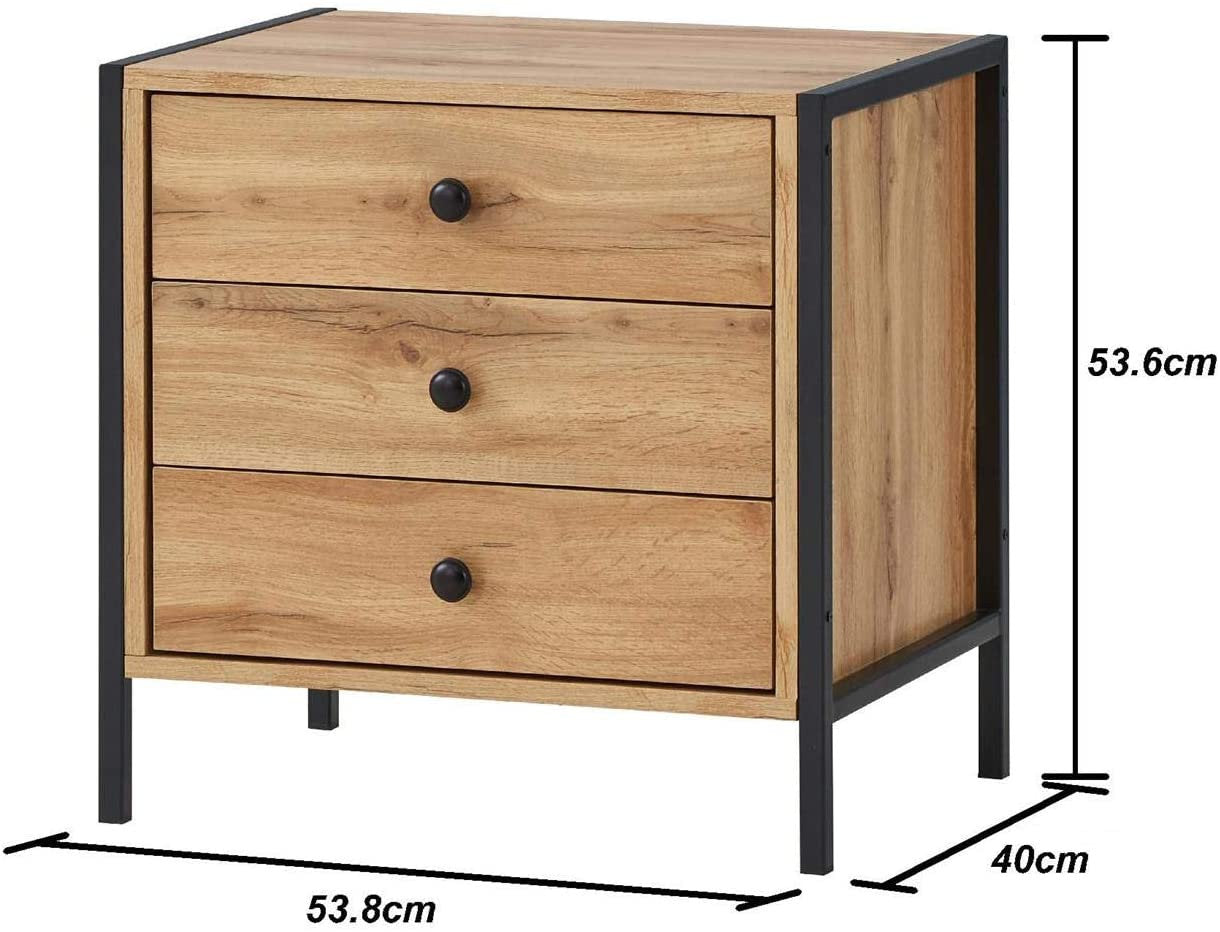 Lynx Bedside Table with 3 Drawers