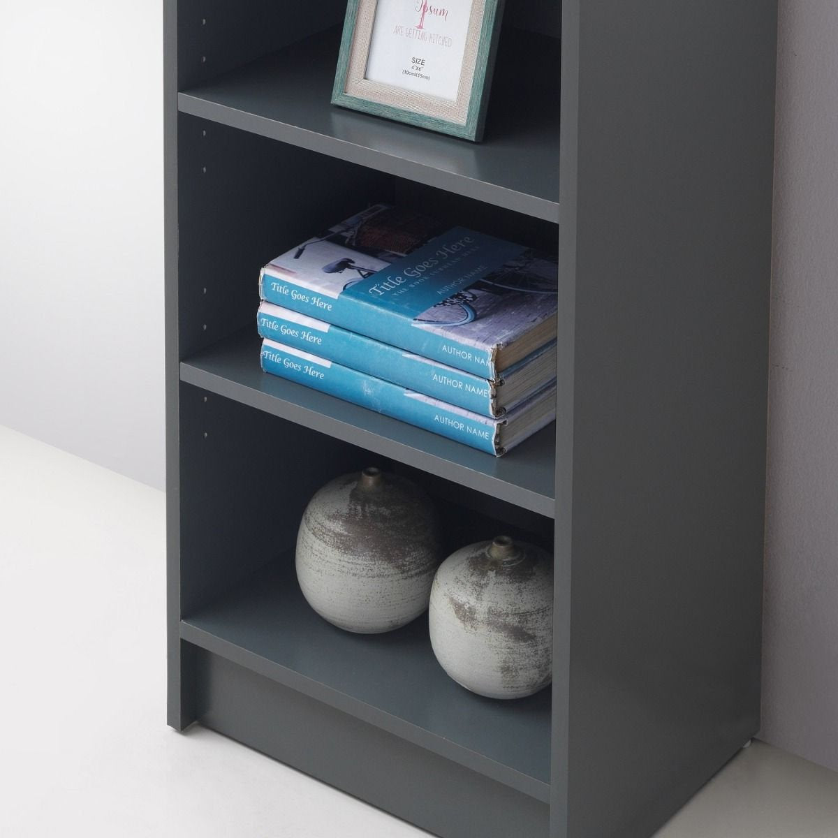 Small Bookcase Grey Narrow