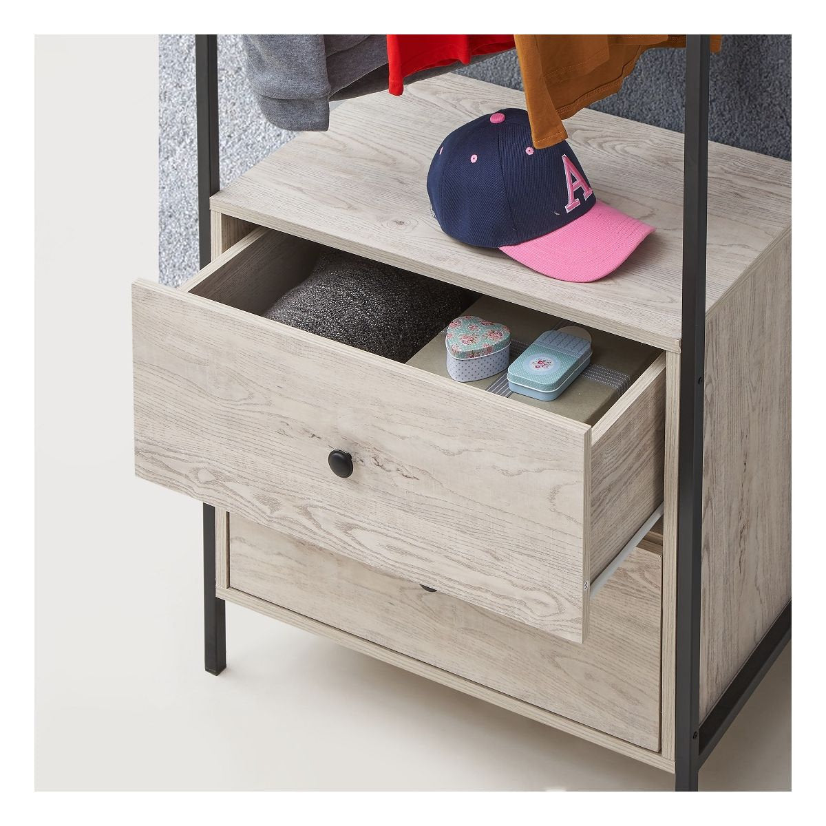 wardrobe with open drawer