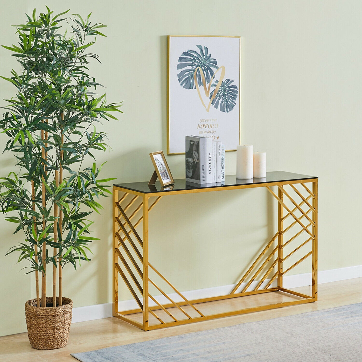 Console Table with Gold Frame