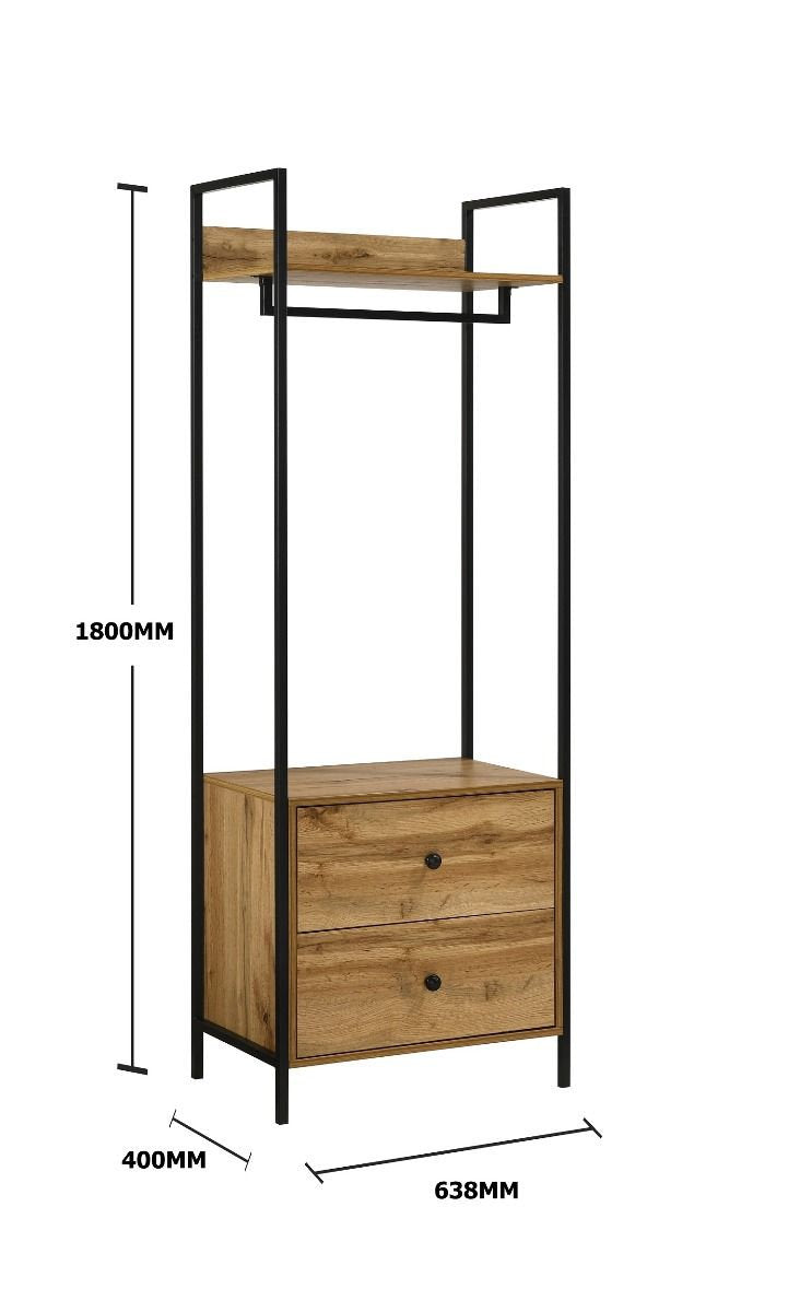 Woburn Open Clothing Rack with Shelves Industrial Design Open Wardrobe