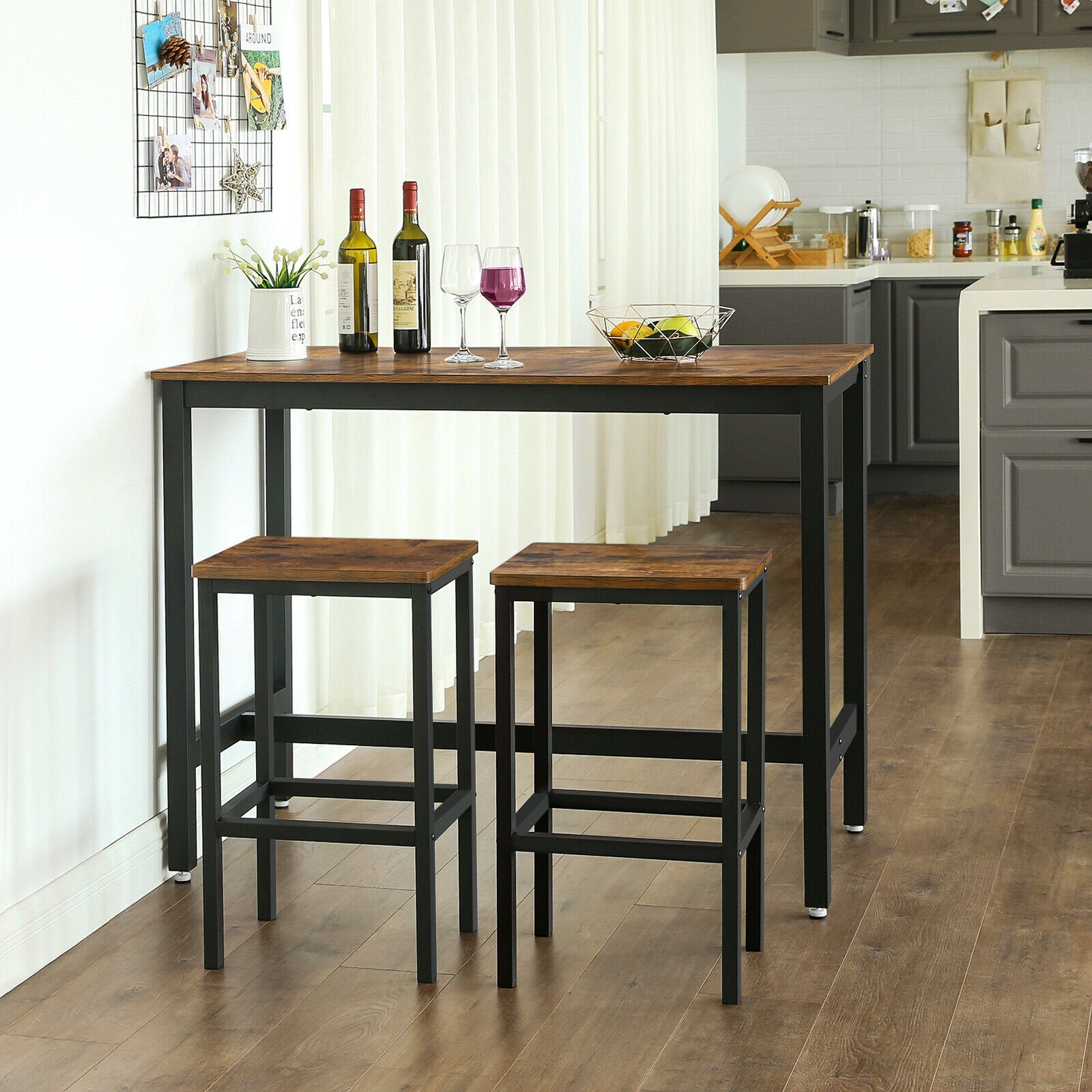 High Breakfast Table Bar Set with 2 Stools