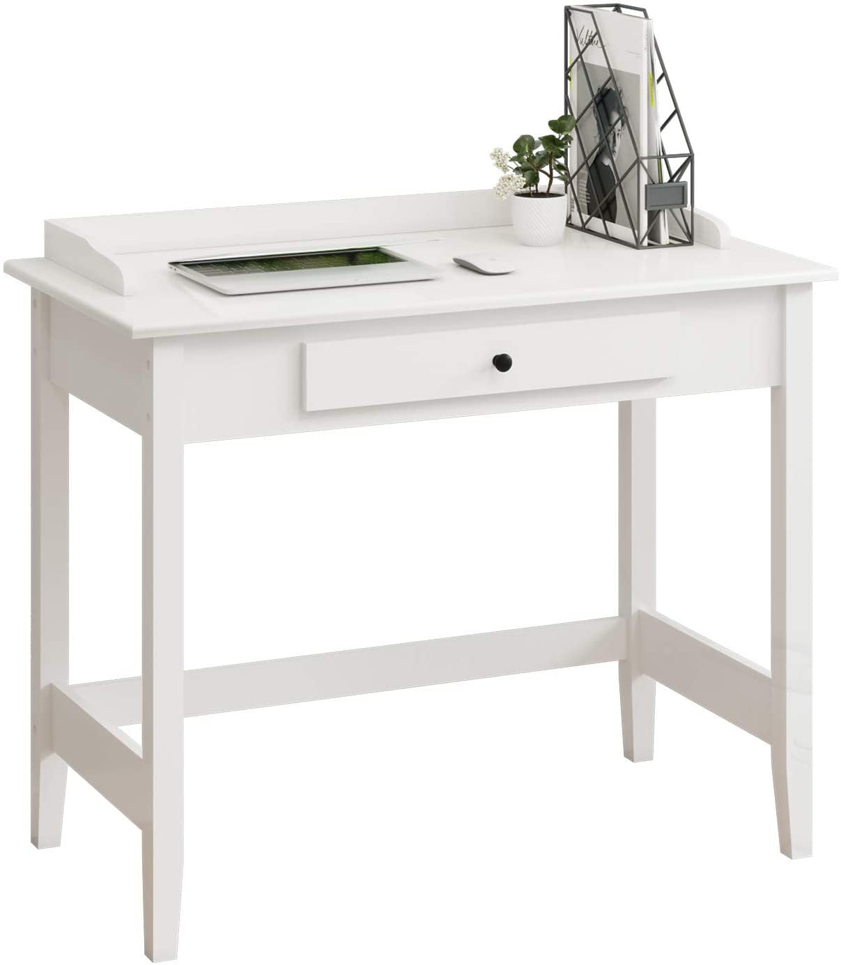 Lucrene White Desk with Drawer