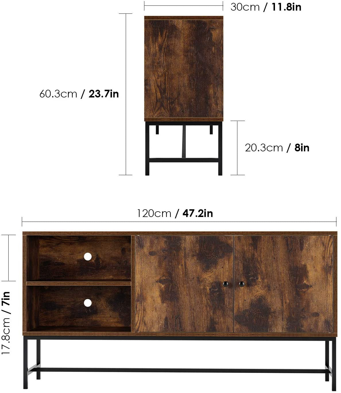 Rena Tv cabinet Industrial Wood Vintage