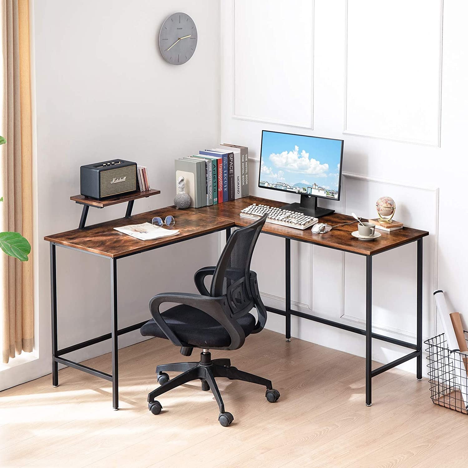 Rena Corner Desk with Monitor Stand