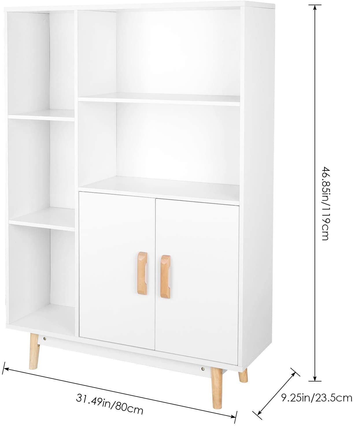 Oslo White Bookcase with Closed Storage