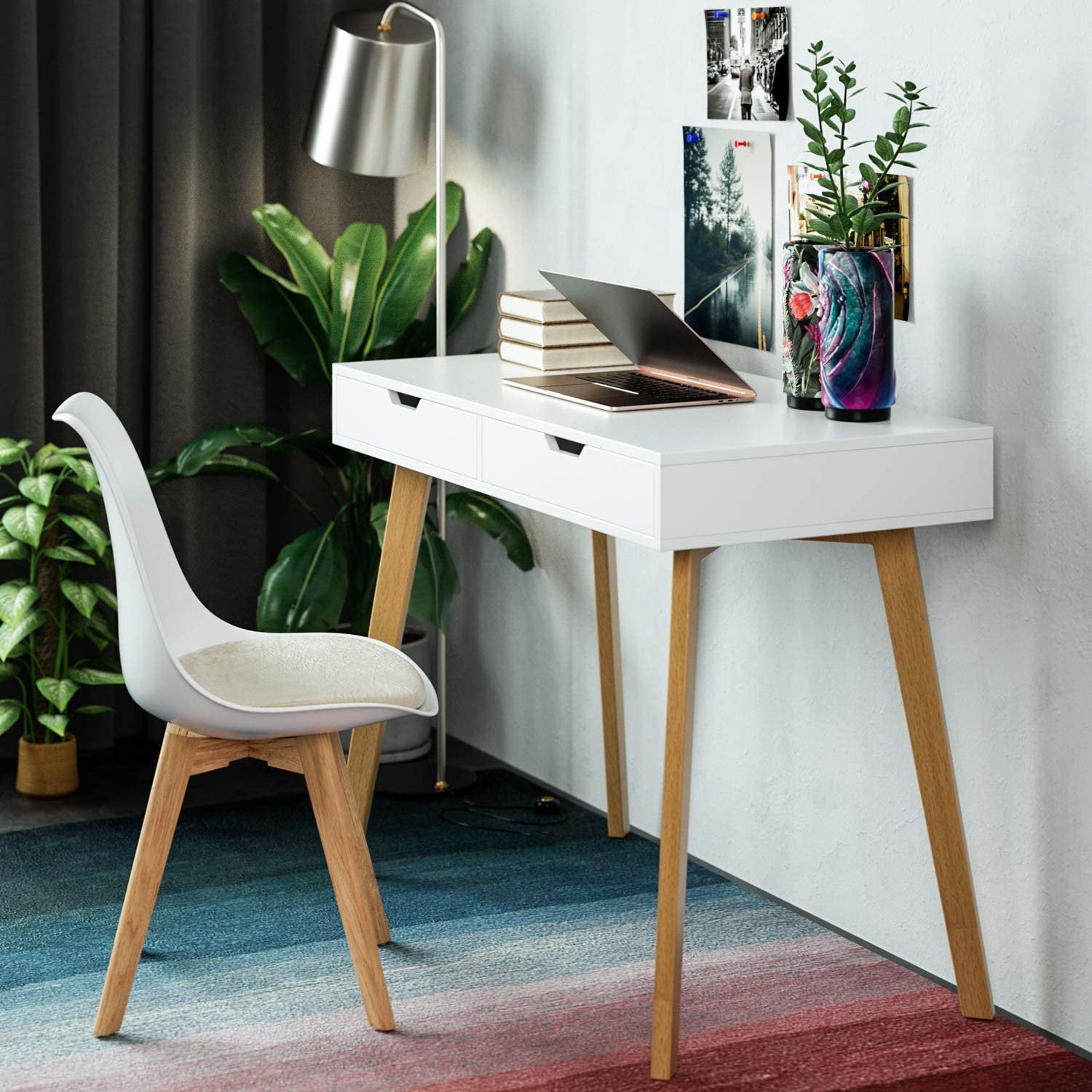 Lynton White Desk with 2 Drawers