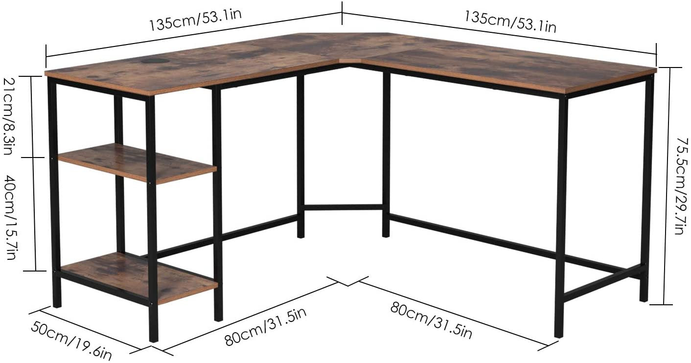Rena Corner Desk with Shelves on LHS