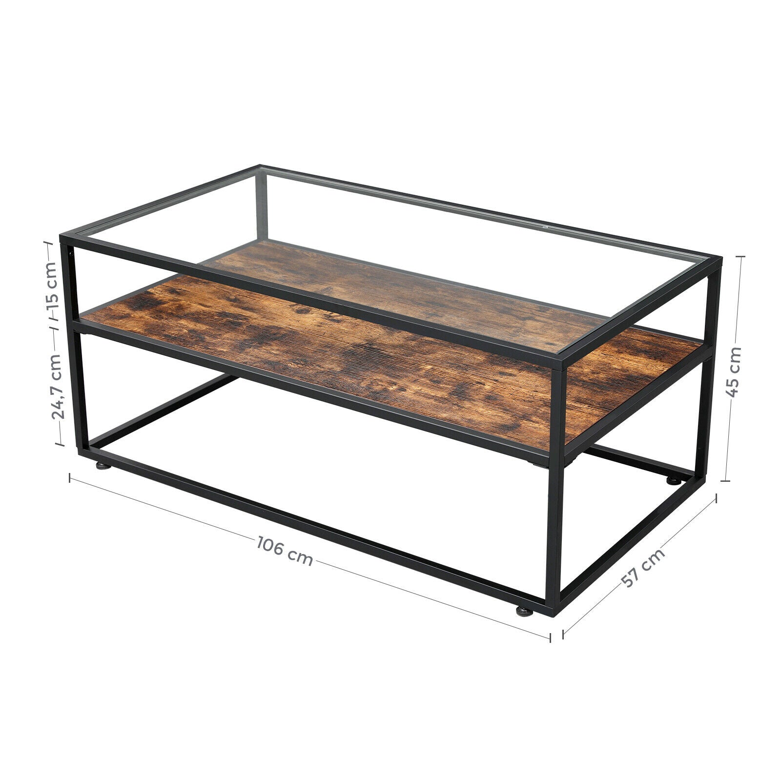 Rena Glass Coffee Table Rustic Vintage Style