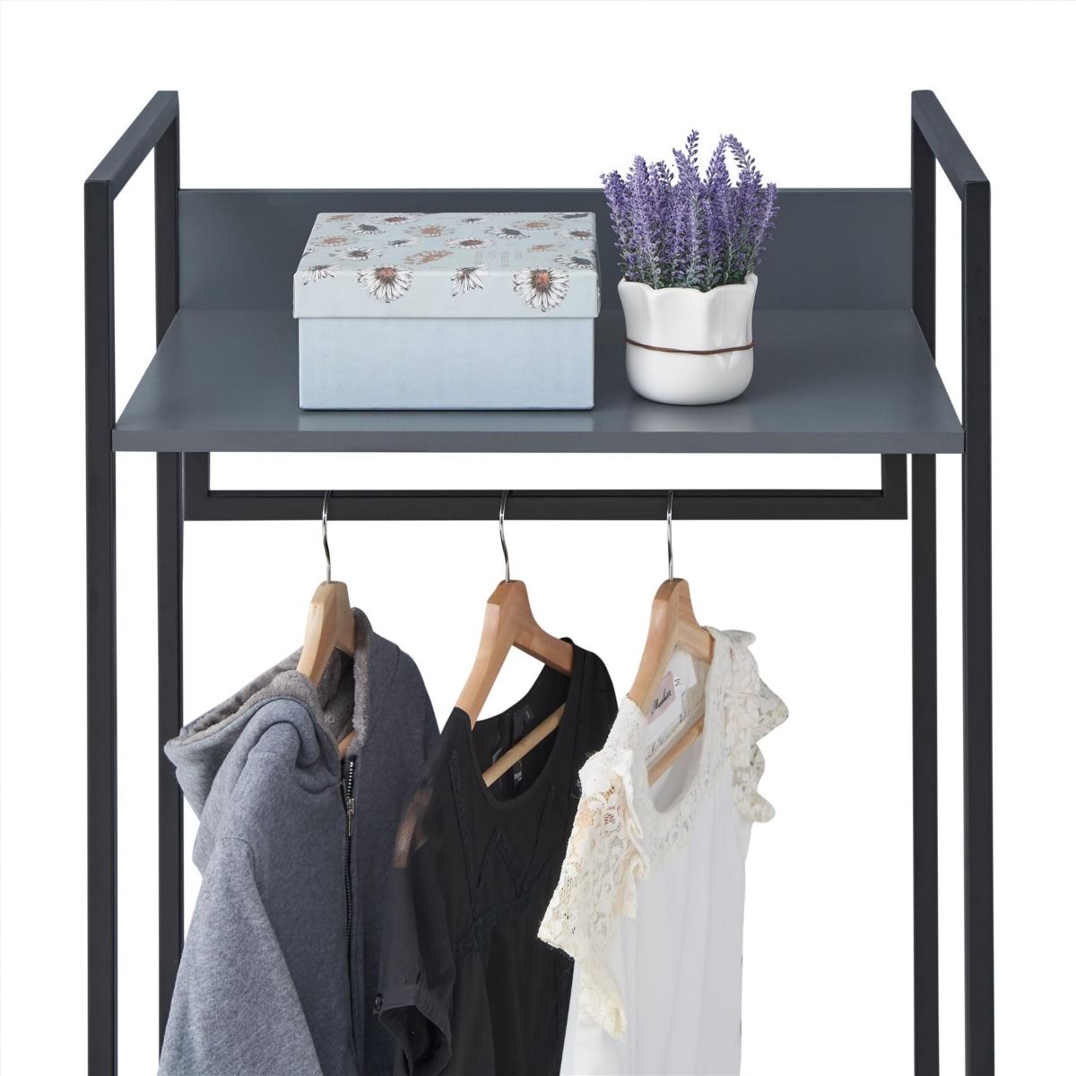 Seville Open Wardrobe Unit with 2 Drawers Clothing Storage Unit Industrial Design