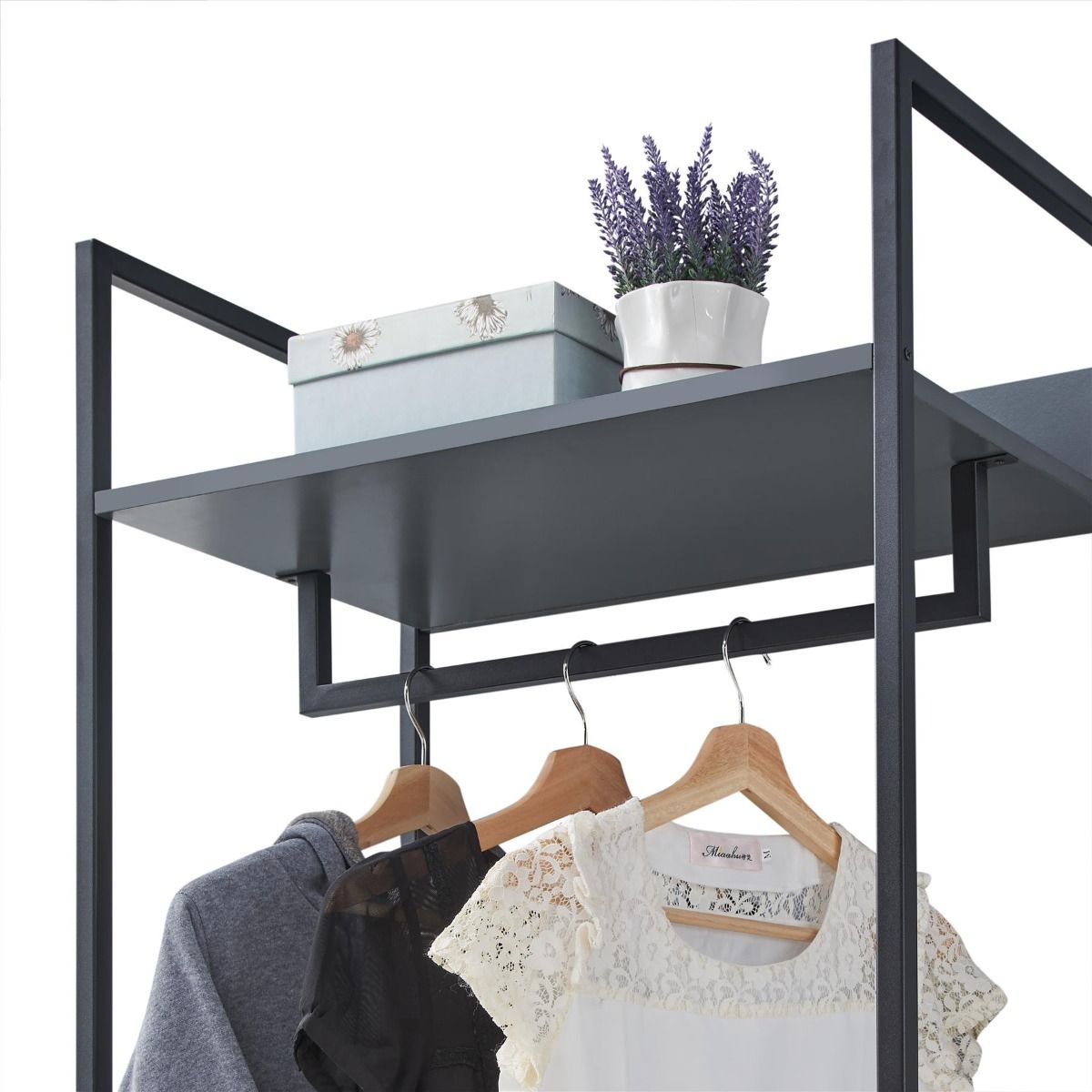 Seville Clothing Rack With Shelf Open Wardrobe Unit Industrial Design